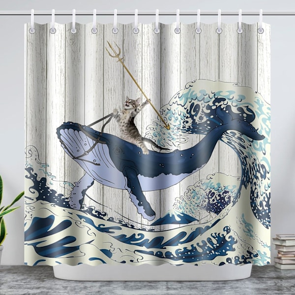 180x200CM Dusjforheng i Polyester, Anti-Muggoppbygging, Vaskbar, Vanntett Stoff, Dusjforheng med C-Kroker for Hjemmet Bad