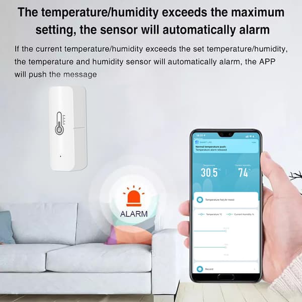 Temperatur- och fuktighetssensor, Wifi-ansluten termometer, Te