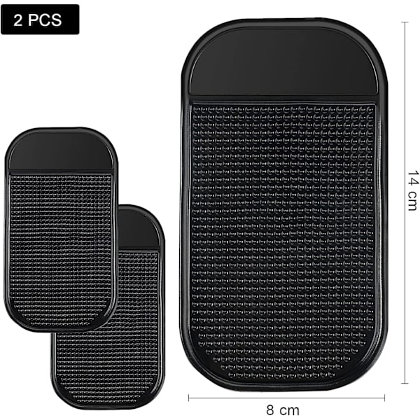 2 stk. Anti-Slip Matte 14 x 8 cm Bil Instrumentbræt, Bil Instrumentbræt