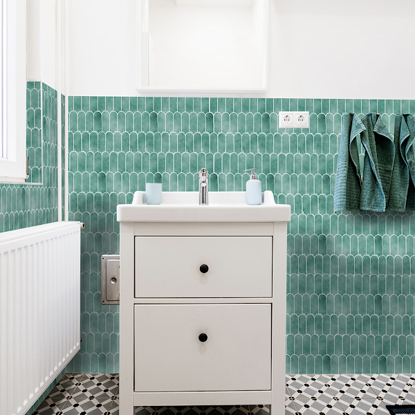 Selvklæbende Fliser Tapet Grøn 30 x 30 cm Mosaik Stil