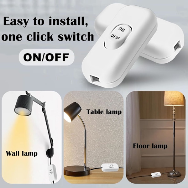 Pakke med nattbordslampebryter, svart bryter, 6A 250V dobbelpolet bryter, mini vippebryter for små apparater, nattbordslampe