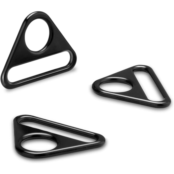 (Svart) 12-pack 2,5 cm Triangel D-ringar, Metall Triangelspännen för Hundbricka, Justerare Plånboksrem, Paracord Nyckelring Snodd, Väskbeslag, Nyckelring