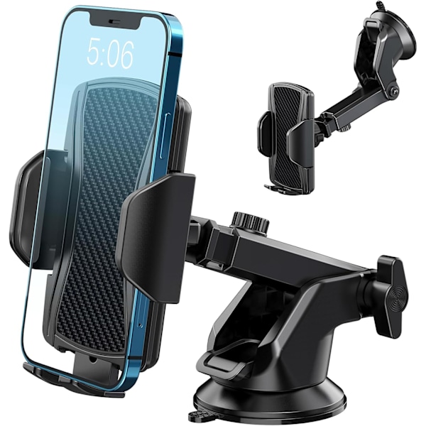 Biltelefonhållare, Instrumentbräda och Vindruta, 360° Rotation, Enknappsutlösning, för 4-7 tum