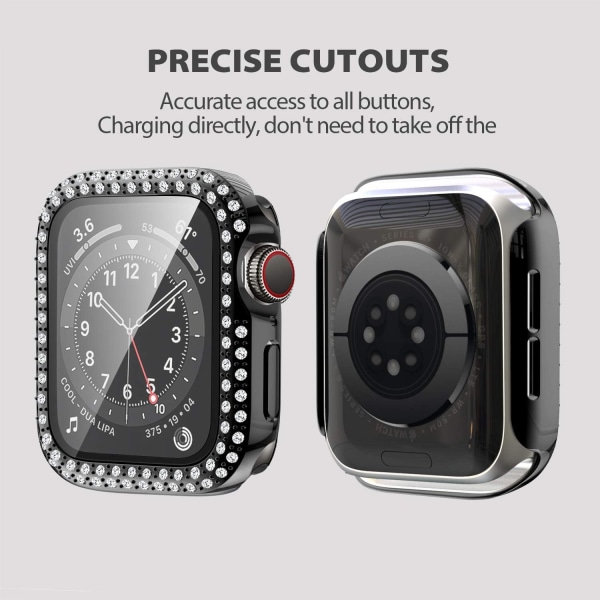 9 st Kompatibel för Apple Watch Case 42 mm för SE Series 3 2 1 Case med skärmskydd av härdat glas