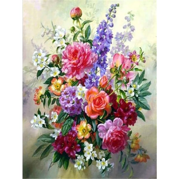 30 × 40 Fargerikt blomsterklynge-diamantmaleri (30 * 40, 1 pi