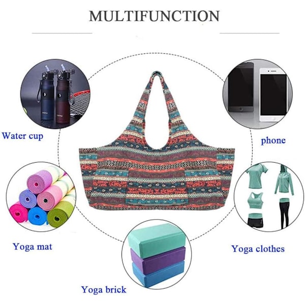Yogamattväska med stor ficka och blixtlåsficka, passar de flesta mattor