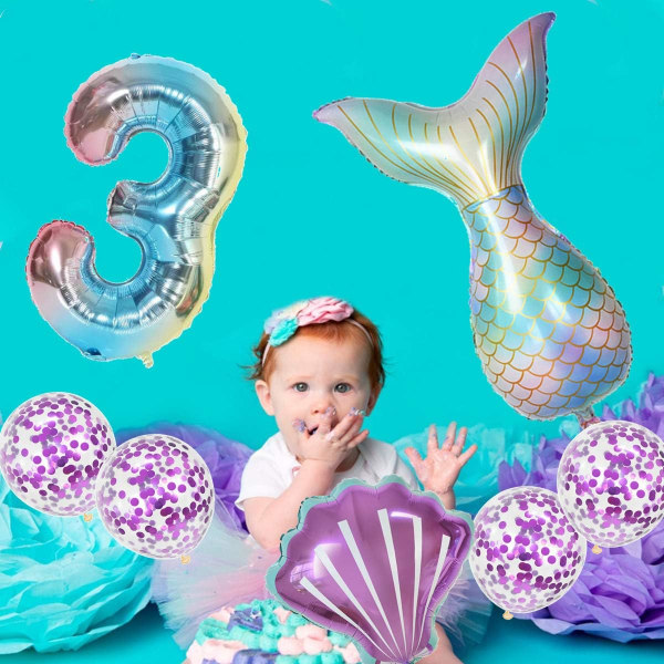 Set of mermaid theme balloons - For children's birthday 3 ye