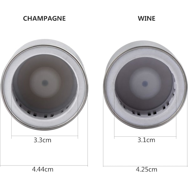 4 stk. vin- og champagnestoppere, rustfrit stål vinprop