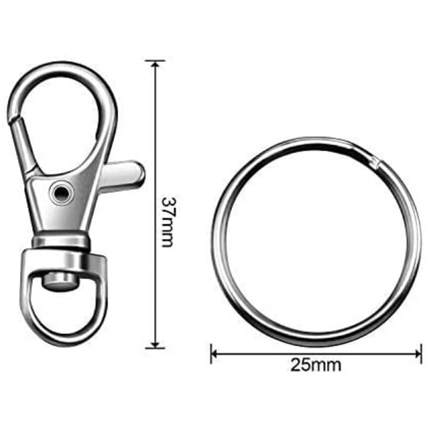 20 Pcs Key Rings, Metal Polishing Key Rings with Detachable Ring Hooks with Swivel Carabiners for Ke