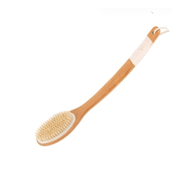 Shower Brush, Long Handle Back Brush Bamboo Bath Brush Natural Br