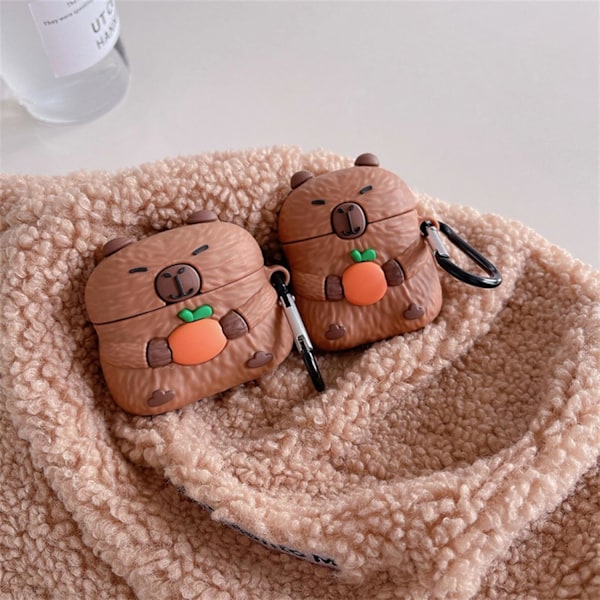 Sött Kawaii-fodral för AirPods 4, Fodral Kompatibelt med AirPod 4:e Generationen 2024, Roligt Capybara Stöttåligt Skyddande Hörlursfodral för Air pods