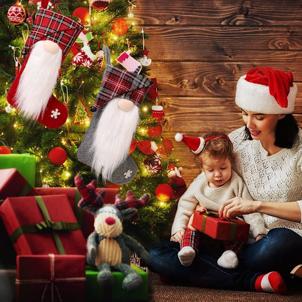 2 stk Jule Strømpe Stor Henge Gavepose Jule Nisse Dekorasjon Jule Strømper for Tre Peis Jul