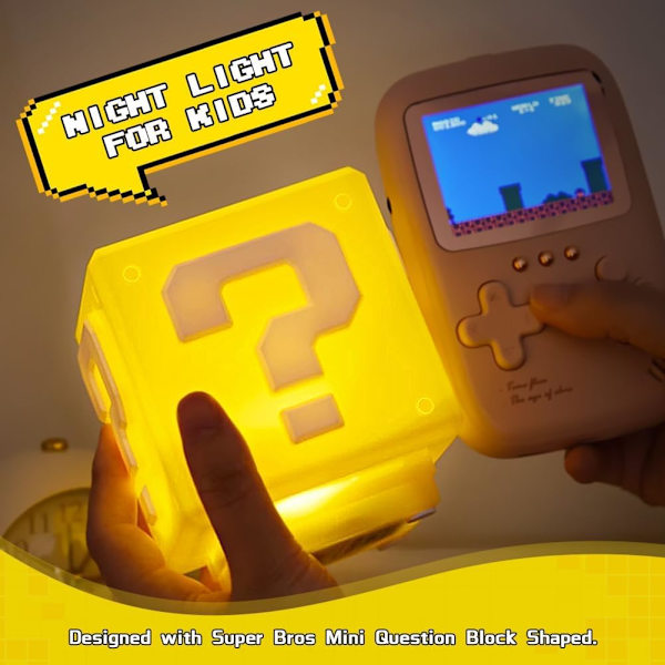 MH-Mini Mario Spørsmålstegn Blokklampe, LED-kube-lys med samme