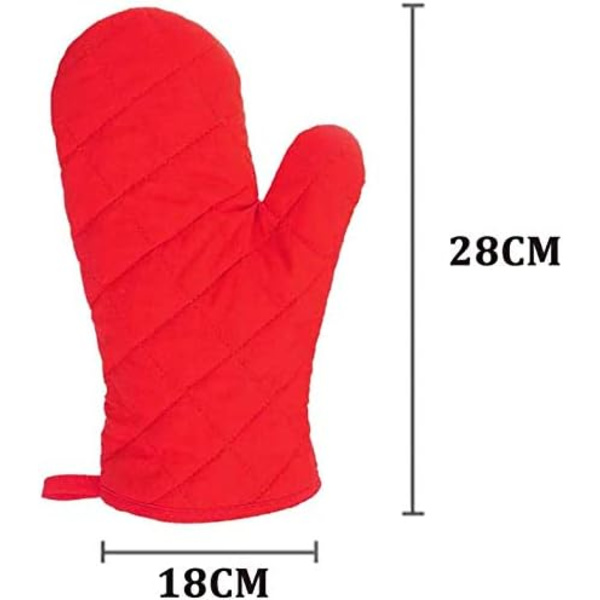 1 Pari lämmönkestävää paksuntavaa lämmönkestävää uunin hanskaa (punainen)