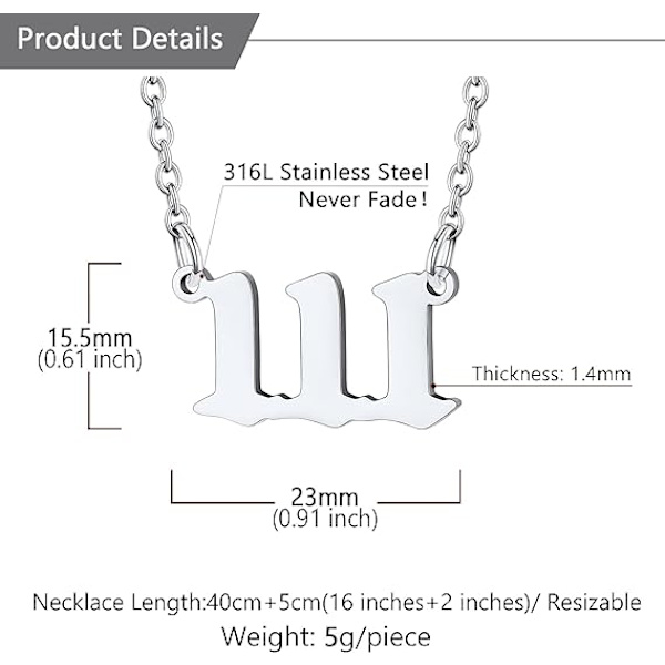 2 Angel Number Choker Halskjede for Kvinner Menn, 000-999 Lucky Numbe