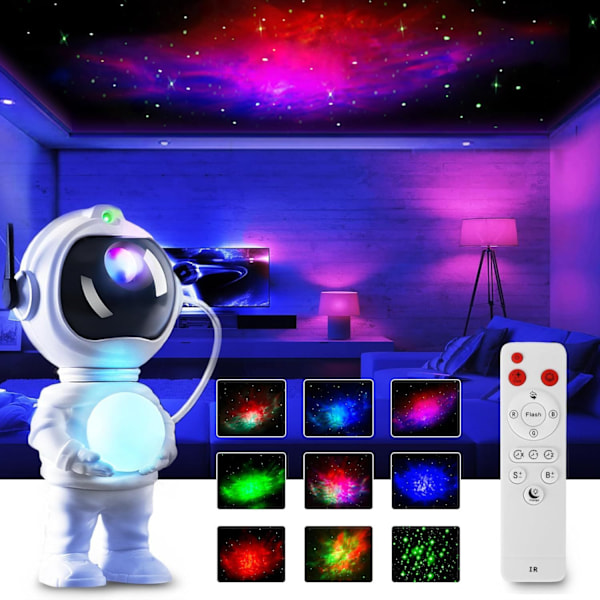 Astronautti Galaxy Projektori LED Tähtitaivasprojektori Istuva/Seisova, Kaukosäädin & Ajastin, Yövalo, Huoneen Sisustus Galaxy Kattoprojektori