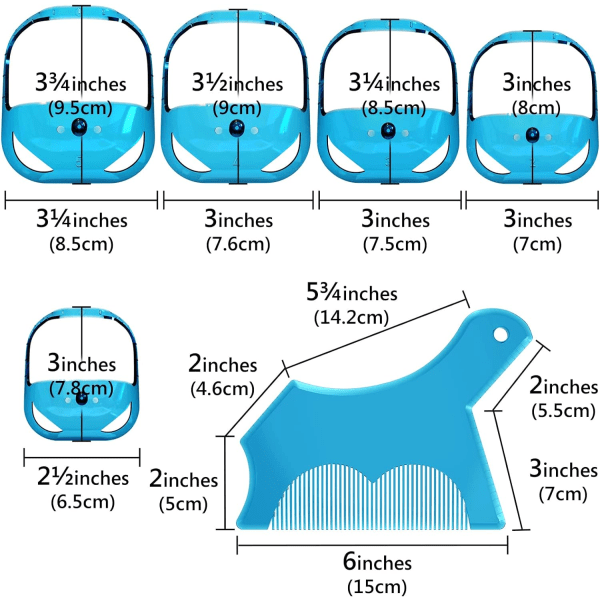 Skjeggformings- og stylingverktøy med kam, skjeggguide for menn, klar bart og kinnskjegg, sjablong