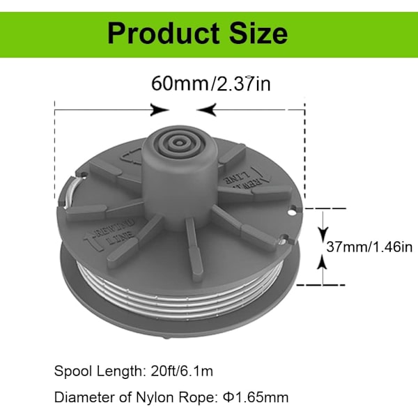 Trimmer Line Spool, 3 stk. Spole til Turbo Grass Trimmer 5307-2
