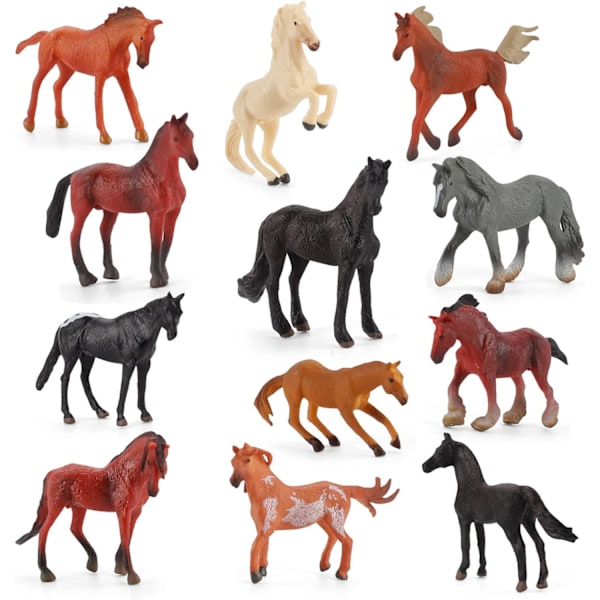 12 stk. realistiske mini hestefigurer legetøjssæt arabisk hest hannover hest morgan hingst