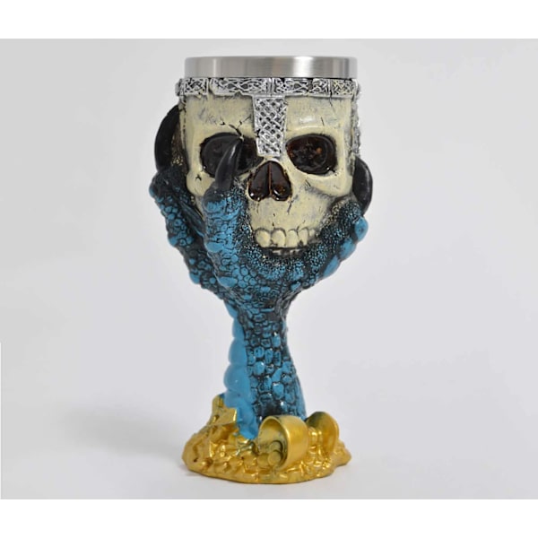 Spooky Dragon Claw Skull Viinilasi, Hartsi Ruostumattomasta Teräksestä Valmistetulla Sisäosalla, 330ml - 17cm Korkea, 7cm Leveä