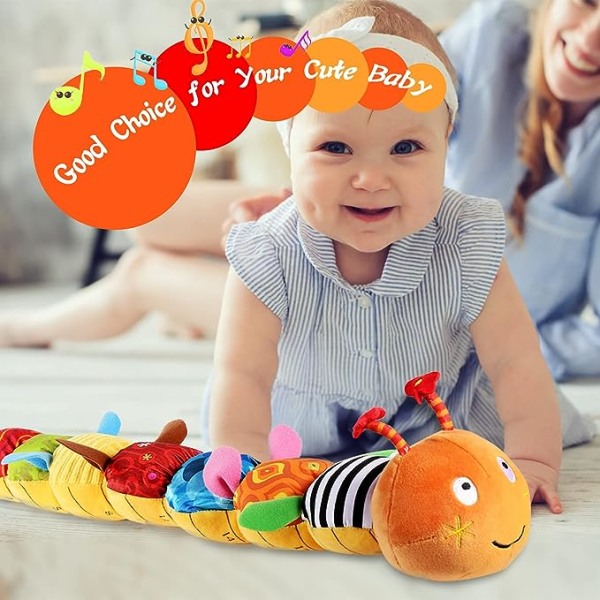 Flerfarget musikalsk Caterpillar Baby Toy Crinkle Baby Toy Sof