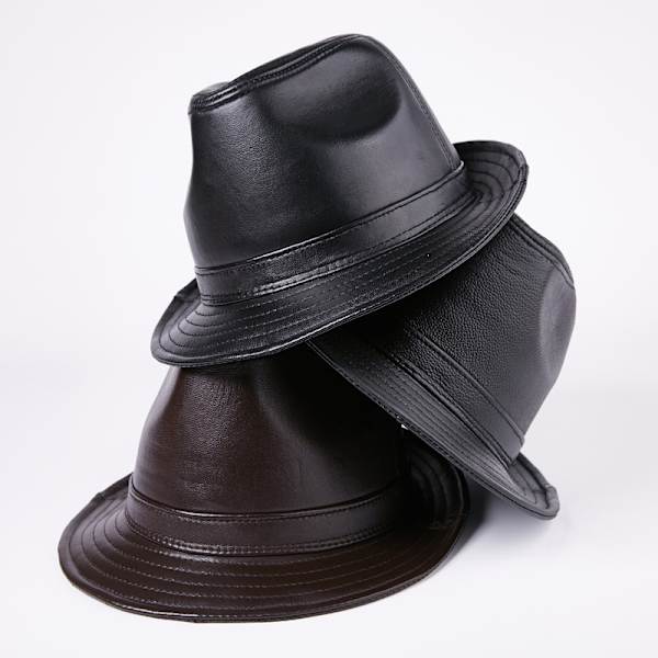 (Musta) Miesten keinonahkainen Trilby-hattu