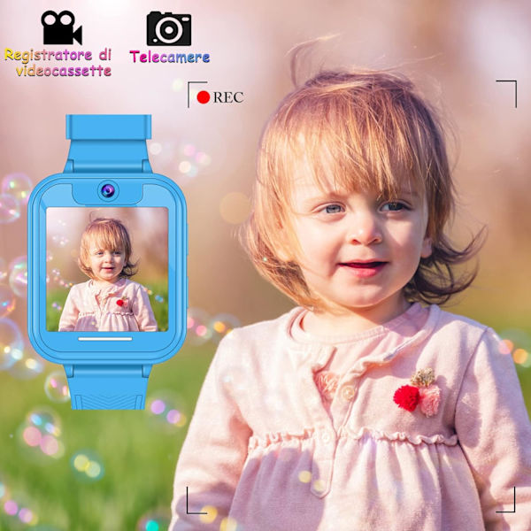Smartwatch til børn med videokamera, selfie, musik, toiletrutinepåmindelse, 7 spil, alarm, lommeregner og lommelygte