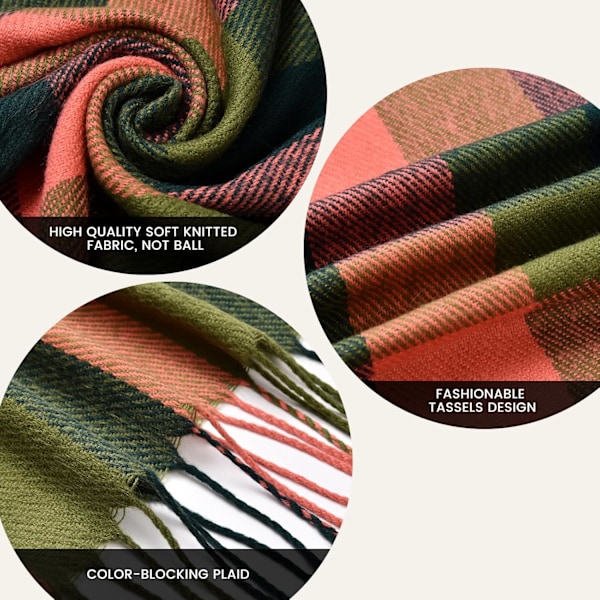 Dametøj Vinterhalsklæde, Mode Cashmere Følelse Plaid Halsklæder til Kvinder, Pashmina Sjal og Wraps, Langt Tæppe Halsklæde