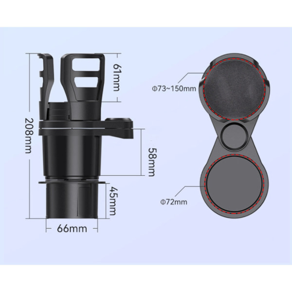 Universal bilkopholder 4 i 1 justerbar 360° roterbar Unive