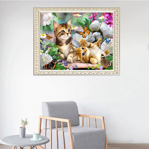 30x40cm Kit#D 5D DIY Timanttimaalaus, Kissat Timanttimaalaus, P