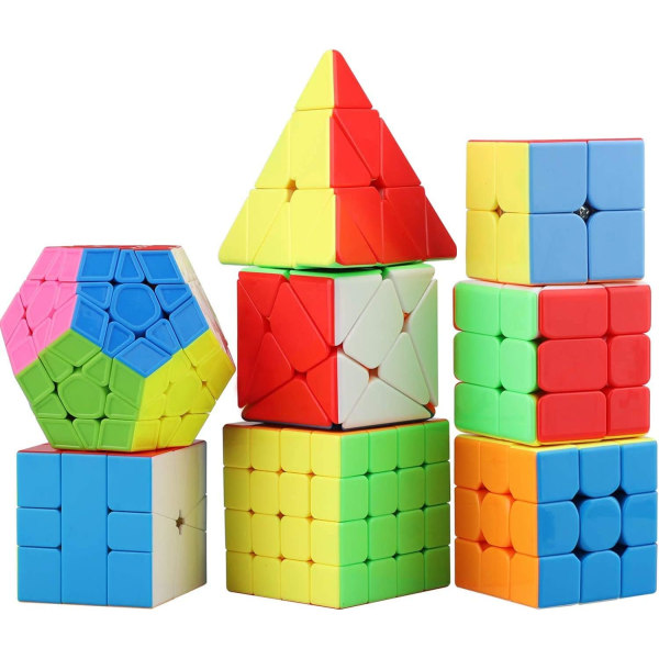Sett 8 Pack Magic Cube - Inkluderer Speed ​​​​Cubes 3x3, 2x2 Speed ​​​
