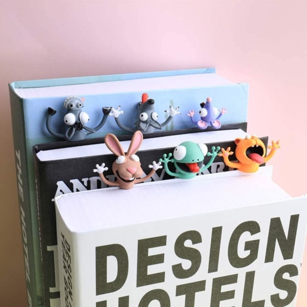 Härliga bokmärken Rolig 3D-tecknad bokmärke Djur som läser Bookma