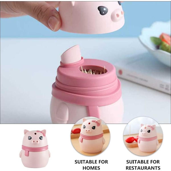 1 st Tandpetarehållare Dispenser Söt Gris Automatisk Tandpetare Dispenser Pop-Up Tandpetare Förvaringslåda för Kök