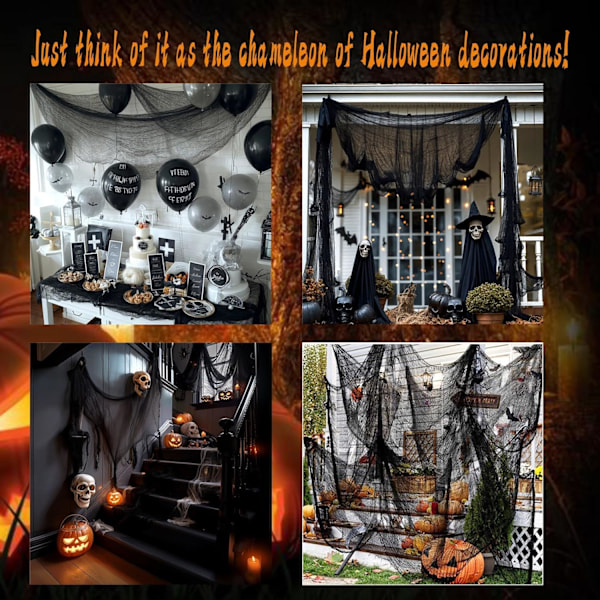 Halloween Krypande Tygdekorationer - Läskig Tygdekoration till Halloweenfest Utomhus eller Inomhus, Spöklikt Svart Gasväv Hallo