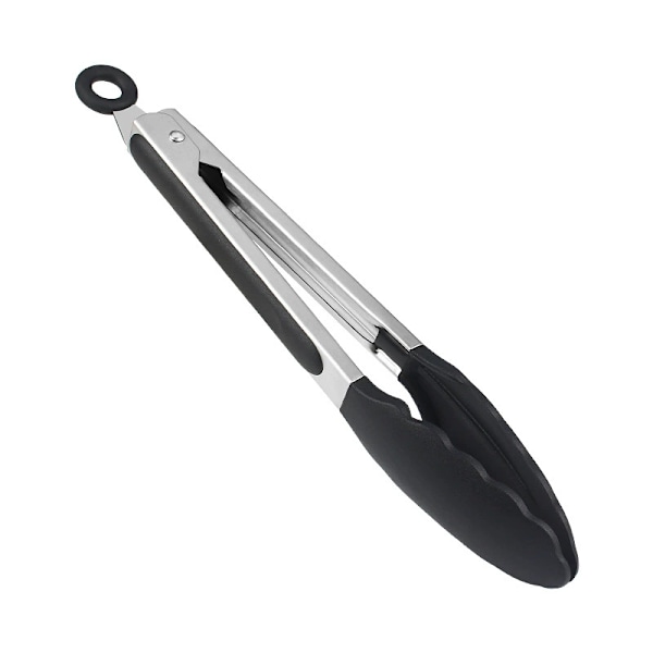 2 Pak Sorte Køkken Tænger, Premium Silikon BPA Fri Non-Stick Rustfrit Stål BBQ Madlavning Grill Låsende Mad Tænger