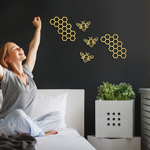 1 kpl Metal Bee Seinätaidetta Maalaistalon Hunajamehiläinen Hunajakenno Deko Langallinen Metalli Mehiläinen Seinä Metalli Deko Mehiläinen Metalli Seinä Hangi
