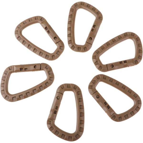(Khaki, 8,5x5,6CM) 6 stk. karabinhage til rygsæk, multifunktionelt campingflaske tilbehør