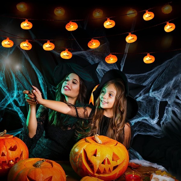 Halloween-dekorasjoner 14,7 fot 30 LED gresskarlyskjede, batteridrevet 8 lysmoduser Halloween D