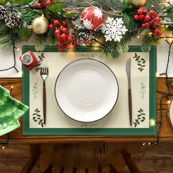 30x45cm Set med 4 Tallriksunderlägg i Tall, Vinter, Julbord, Bordstabletter för Bordstablett Fest Kök Matplats Dekoration