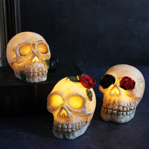 LED Skull värmeljusljus, 3 delar Halloween batteridriven Li