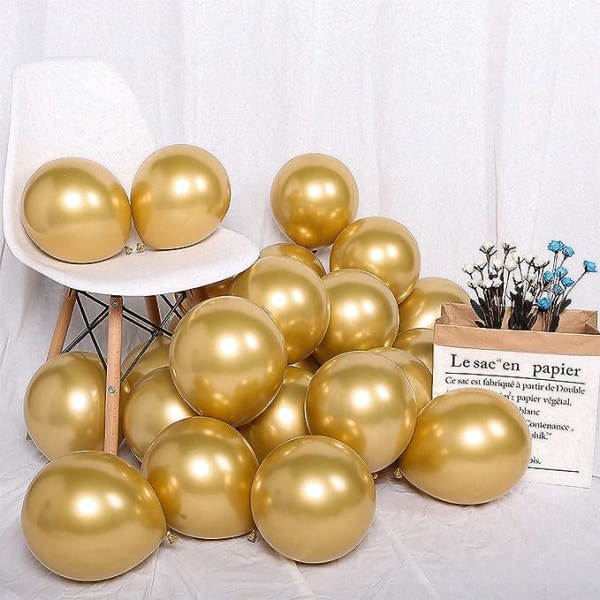 Guldballoner, 50 pakke guldmetalballoner 12" kromguld B