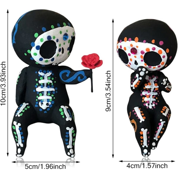 2pcs Resin Sugar Skull Couple Statue Decoration, Indoor Decoration Statue, Wedding Figurine Table De