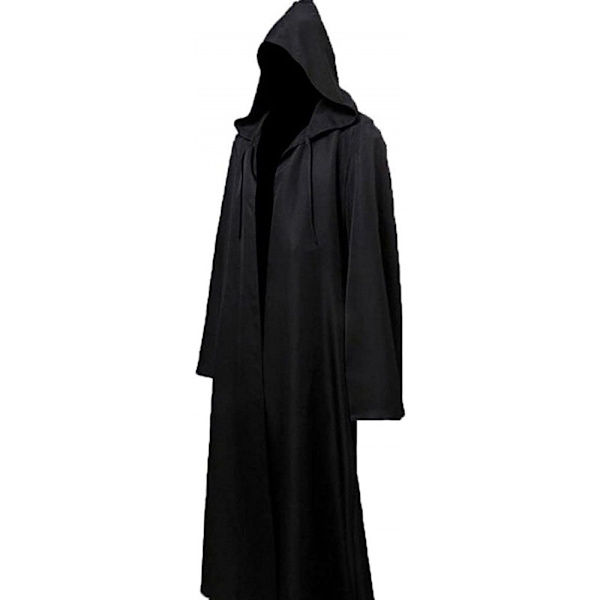 1 stk. troldmandsfrakke med hætte, kappe til Halloween, rollespilskostume XL