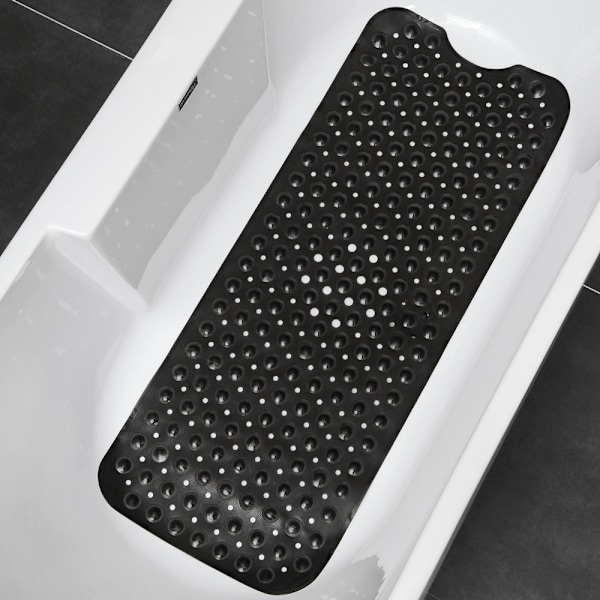 Svart, badkarsmatta, 100x40cm extra lång antibakteriell matta, maskin