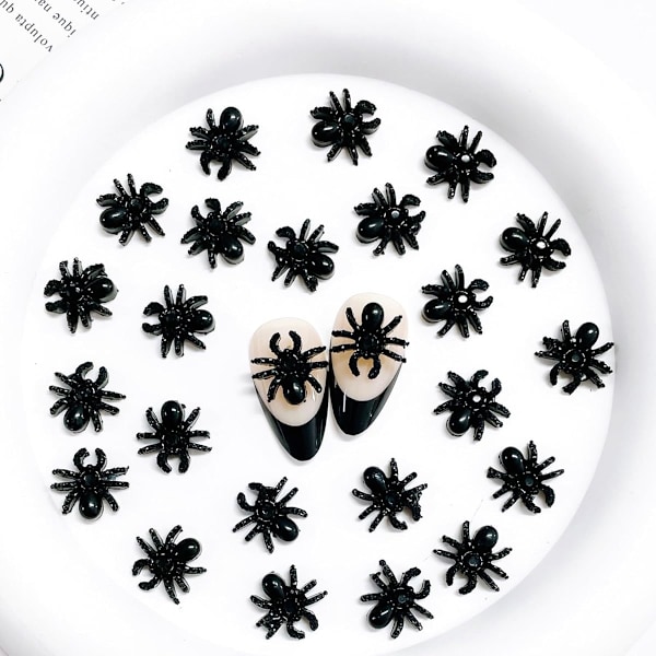 30 st, Halloween Spindel Nagelberlocker 3D Resin Spindel Nagelkonst Berlocker Halloween Svarta Spindel Nageltillbehör Gotiska Nagelkonst Tillbehör Mörk Svart Spindel