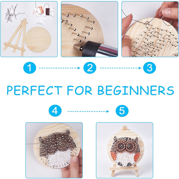 20cmx20cm Pöllön String Art -setti askartelu Cupcake DIY Nail String Art -setti aikuisille lapsille aloittelijoille kiharrettu L