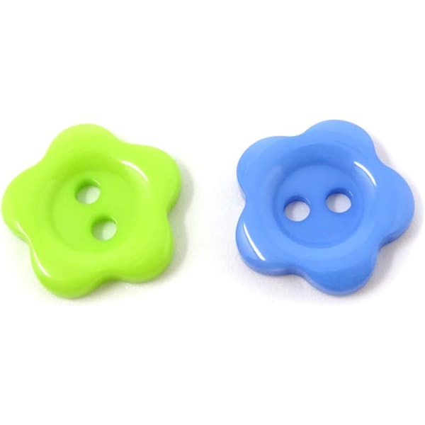 100 STK Resin Blomsterknapper 2 Hull Knapper Plast Blomster Syknapper Dekorative Knapper for Skjørt, Hansker, Gensere, Skjorter, Hatter, Skjerf, Hodeplagg