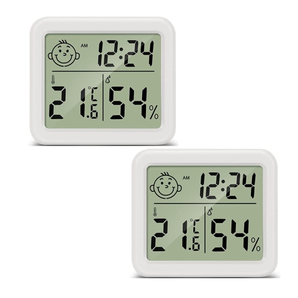 (Hvit 2 stk) 8x7x1cm, LCD Home Termometer Hygrometer Digital