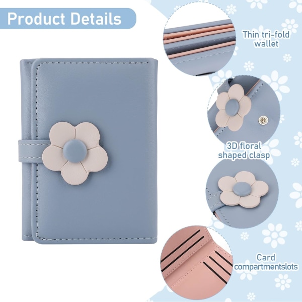 Söt PU-läder Trifold Plånbok Liten Plånbok Pengar Fickblomma Tryck Kortinnehavare Liten Myntväska
