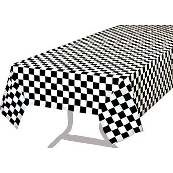 2 st Premium Plast Rutig Flagg Duks Picnickbordöverdrag, Borddukar Festfavorit (2, Svart)